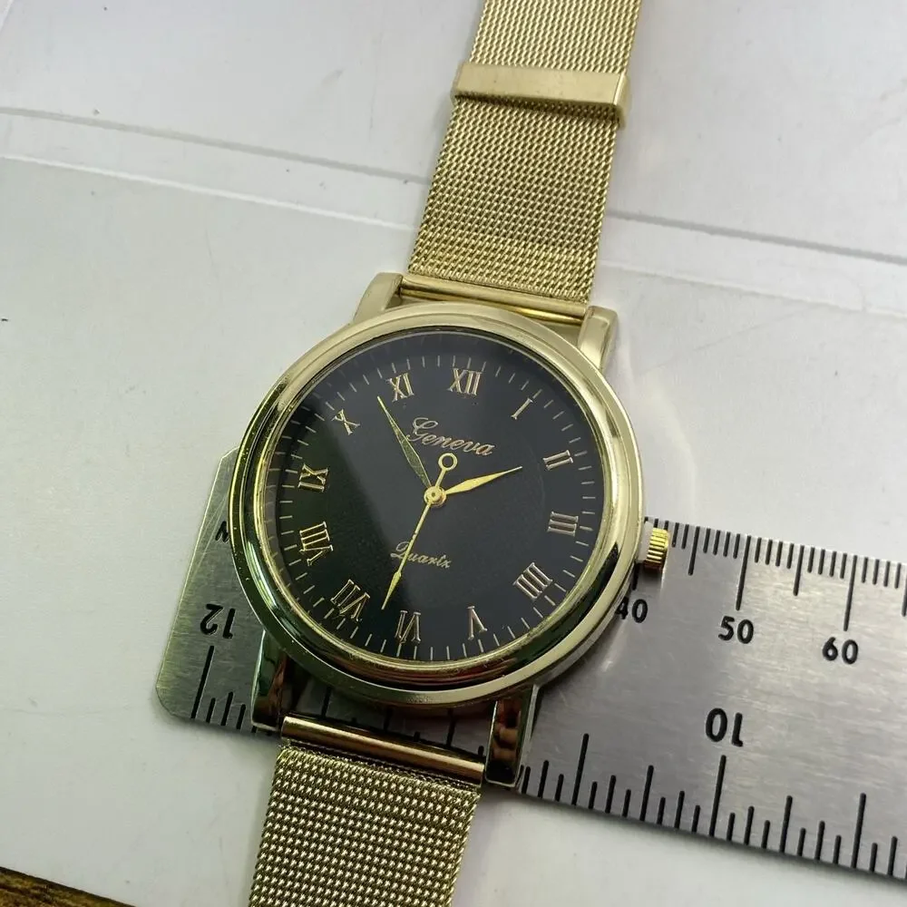 Geneva Womens Gold Tone Quartz Watch New Battery